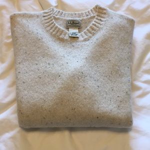 LL Bean Shetland wool sweater M oatmeal
